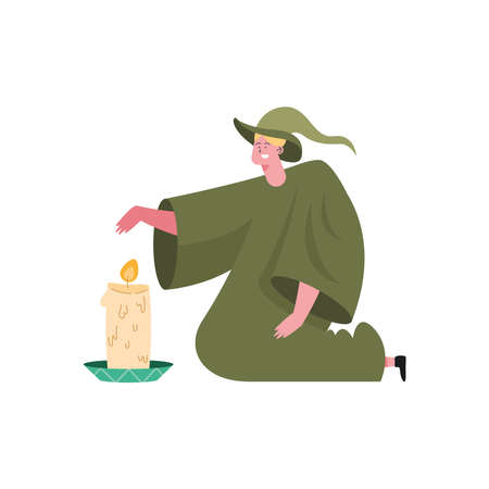 magician and candle icon isolatedのイラスト素材