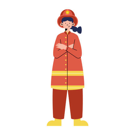 firefighter woman profession icon isolatedのイラスト素材