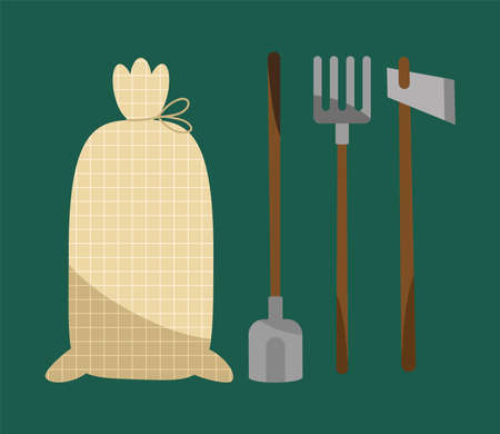 four farming tools set iconsのイラスト素材