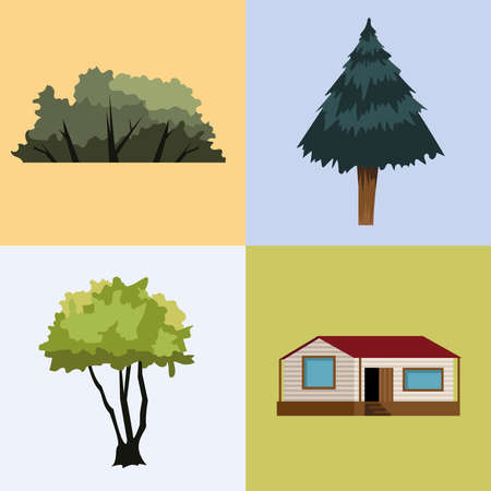 four landscape nature set iconsのイラスト素材