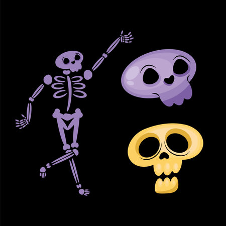 iocns set skulls and skeleton