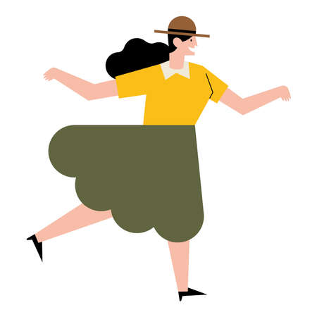 farmer woman dancing celebrating characterのイラスト素材