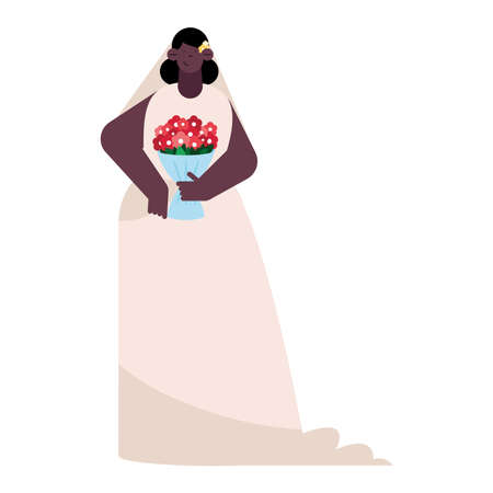 wedding woman with flowersのイラスト素材