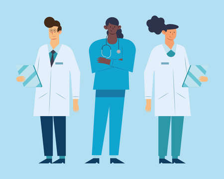 doctors medical staff workers charactersのイラスト素材