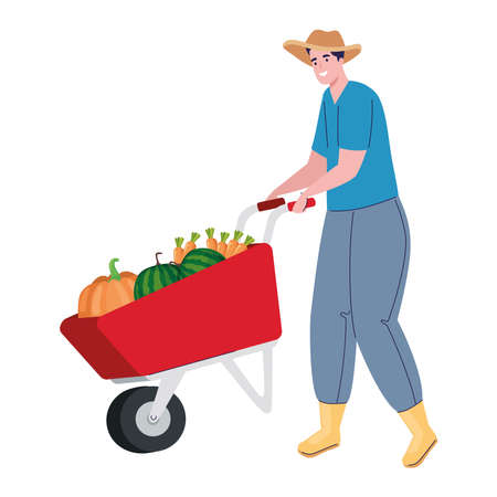 farmer with vegetablesのイラスト素材