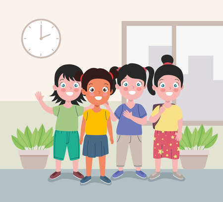 group of students kidsのイラスト素材