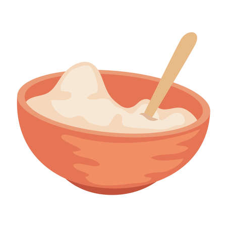 bowl with flour doughのイラスト素材