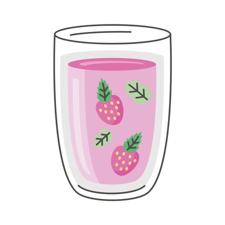 strawberry juice in glassのイラスト素材