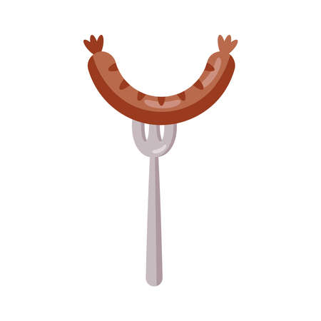 fork with sausageのイラスト素材