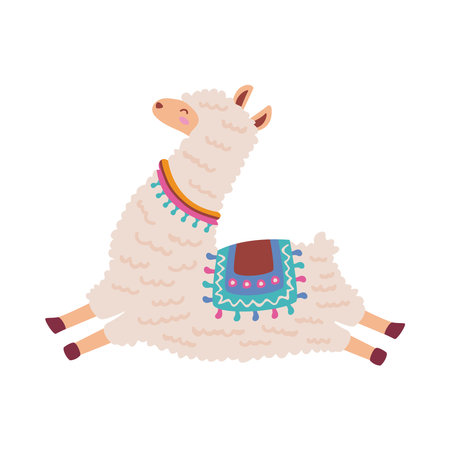 cute llama jumpingのイラスト素材