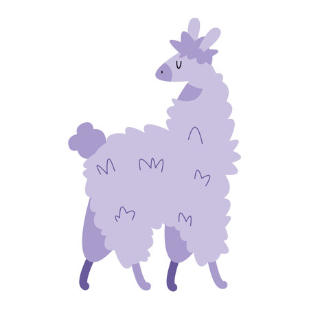 lilac llama perubian animalのイラスト素材