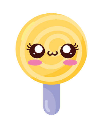 yellow lollipop Kawaii sweet Foodのイラスト素材