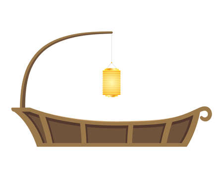 chinese lamp in boatのイラスト素材