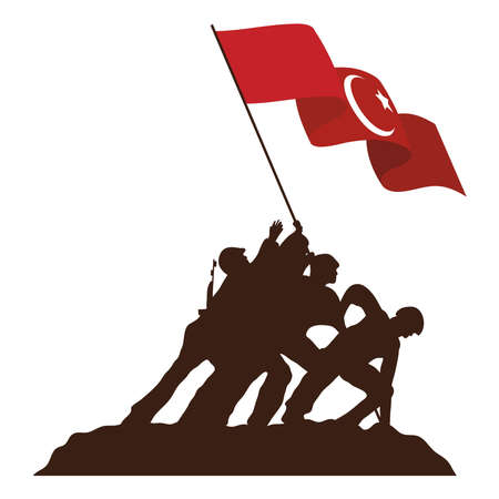 soldiers with turkey flagのイラスト素材