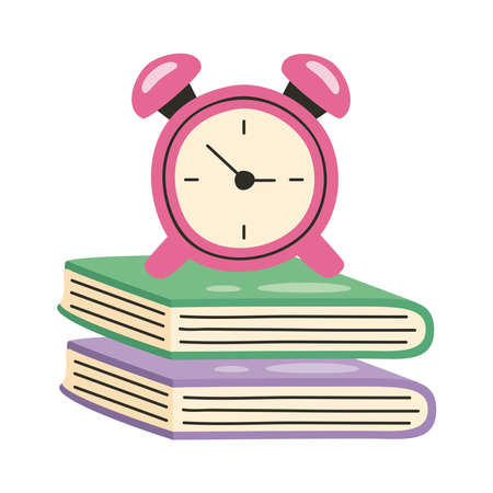 alarm clock in booksのイラスト素材