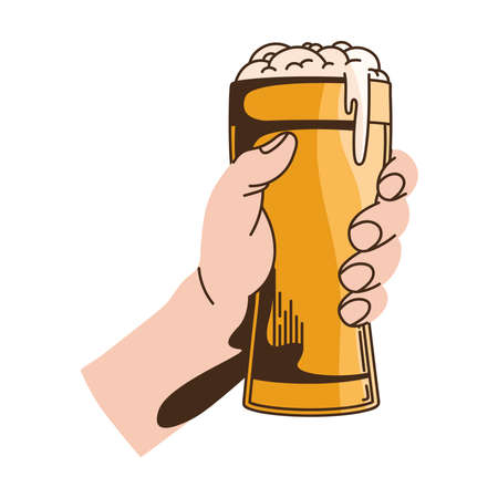 hand with beer glassのイラスト素材