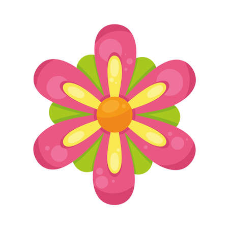 pink flower hippie styleのイラスト素材