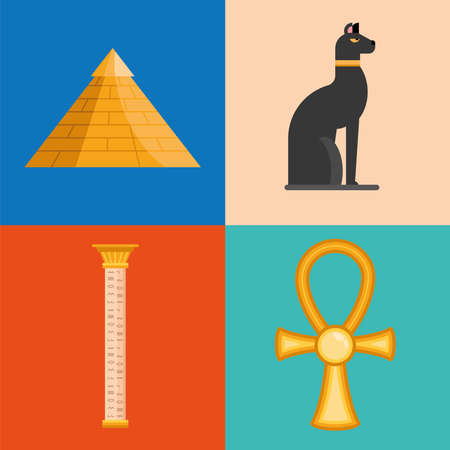 agyptian culture antique iconsのイラスト素材