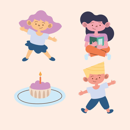 three little kids charactersのイラスト素材