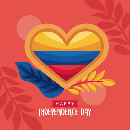 colombia independence day lettering templateのイラスト素材