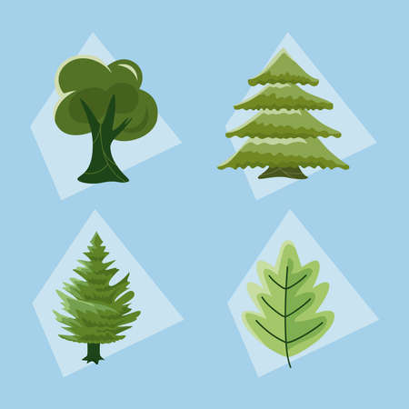 four trees nature iconsのイラスト素材
