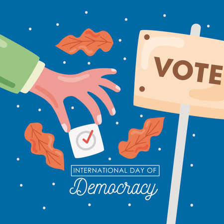 international day democracy lettering posterのイラスト素材