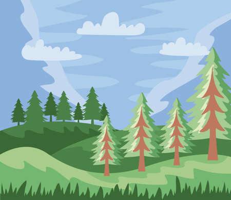 forest trees landscape natureのイラスト素材