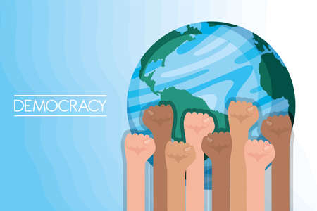 democracy lettering with fistsのイラスト素材