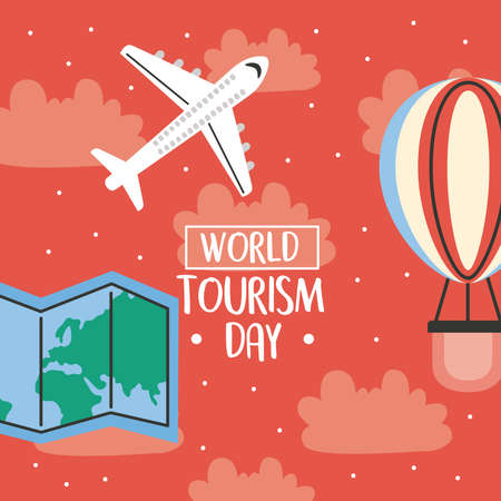 world turism day lettering posterのイラスト素材