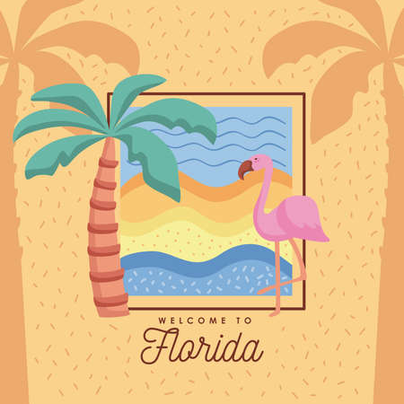 florida sunshine state lettering cardのイラスト素材
