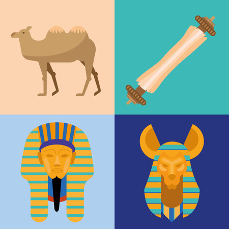 four egyptian culture iconsのイラスト素材