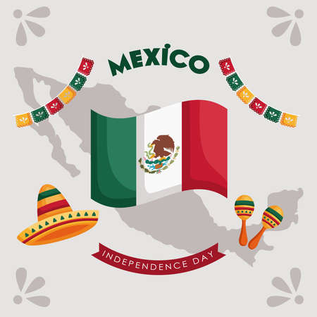 mexico indepencence lettering posterのイラスト素材