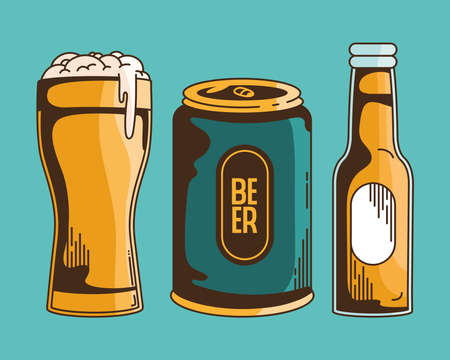 three beer drink iconsのイラスト素材