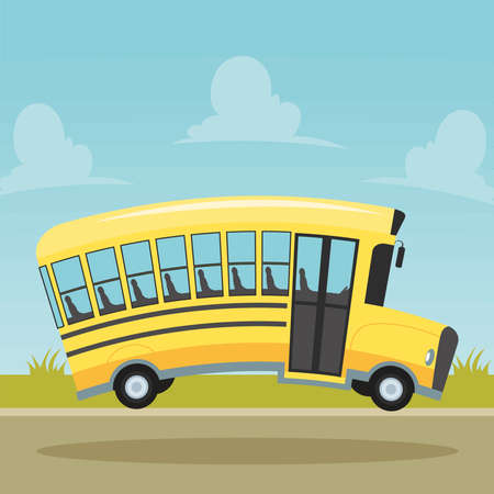 school bus jumpingのイラスト素材