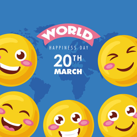 international happiness day lettering postcardのイラスト素材