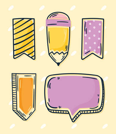 five notes and daily iconsのイラスト素材