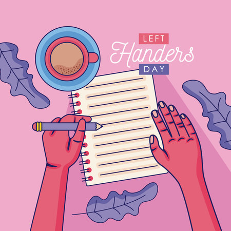 left handers day lettering cardのイラスト素材
