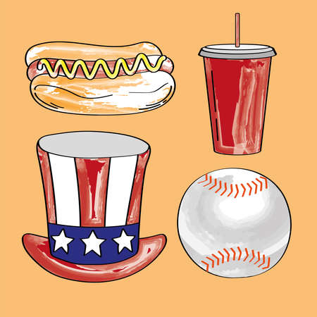 four usa culture iconsのイラスト素材