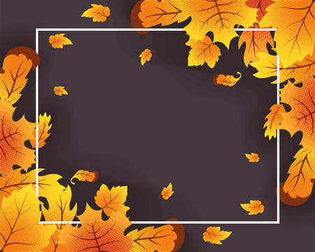 autumn season leafs square frame