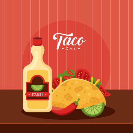 taco day lettering postcardのイラスト素材