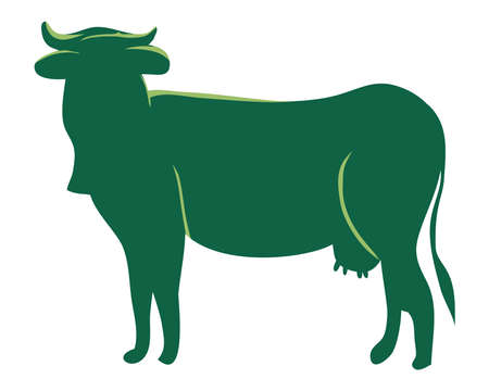 cow animal green silhouetteのイラスト素材