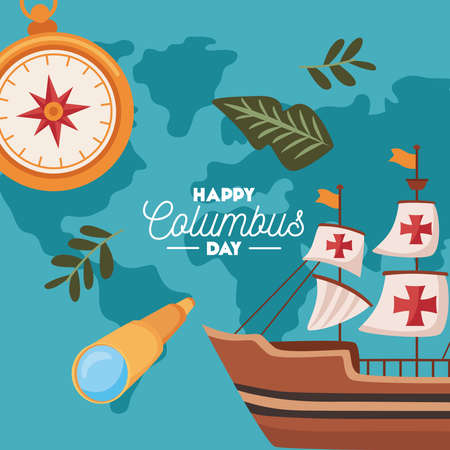 happy columbus day lettering cardのイラスト素材