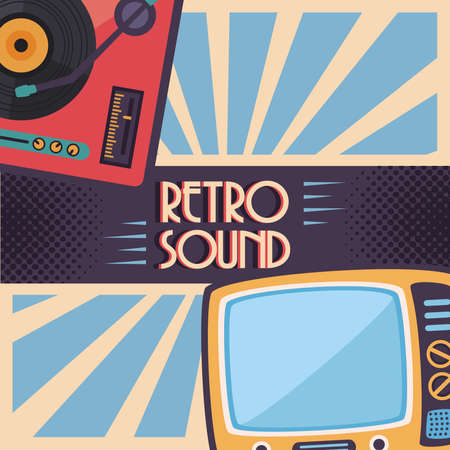 sound appliances retro styleのイラスト素材