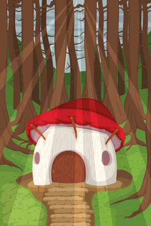 enchanted forest and fungusのイラスト素材