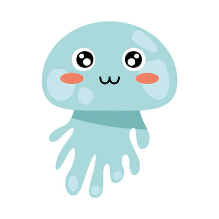 blue jellyfish sealife animalのイラスト素材