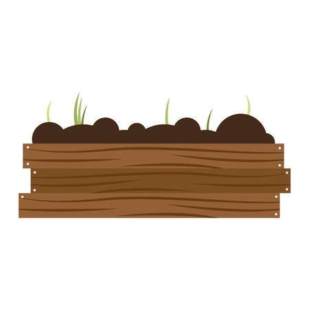 cultive plants in wooden potのイラスト素材