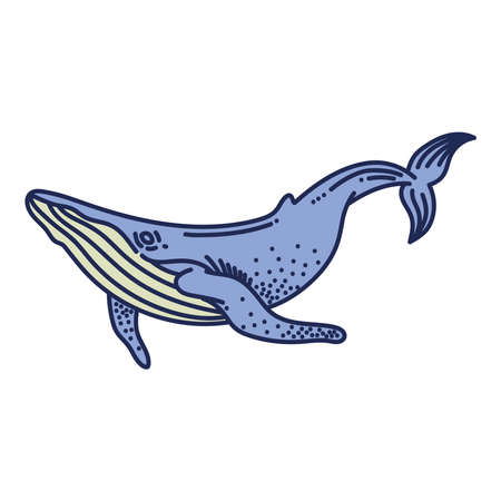 whale sealife retro styleのイラスト素材