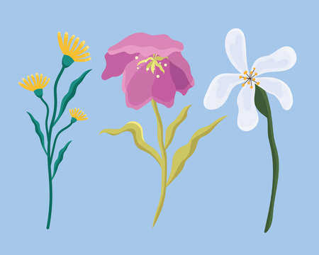 three spring flowers iconsのイラスト素材