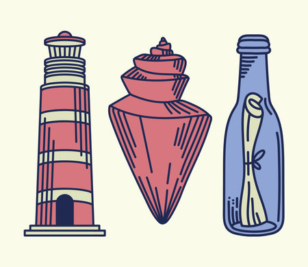 nautical retro iconsのイラスト素材
