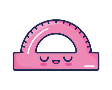 pink protractor kawaii styleのイラスト素材